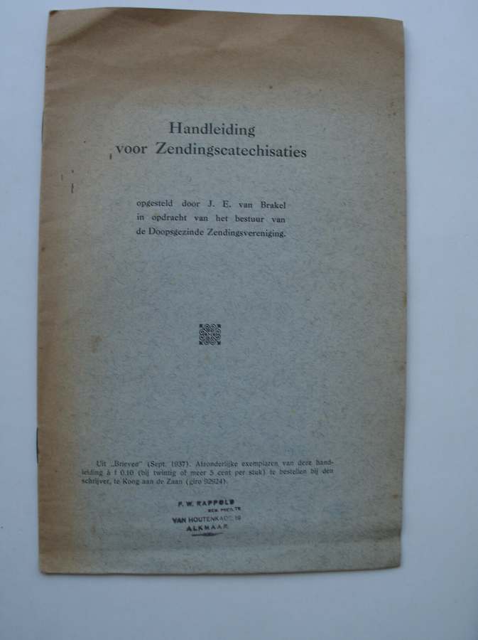 BRAKEL, J.E. VAN, - Handleiding voor zendingscatechisaties.