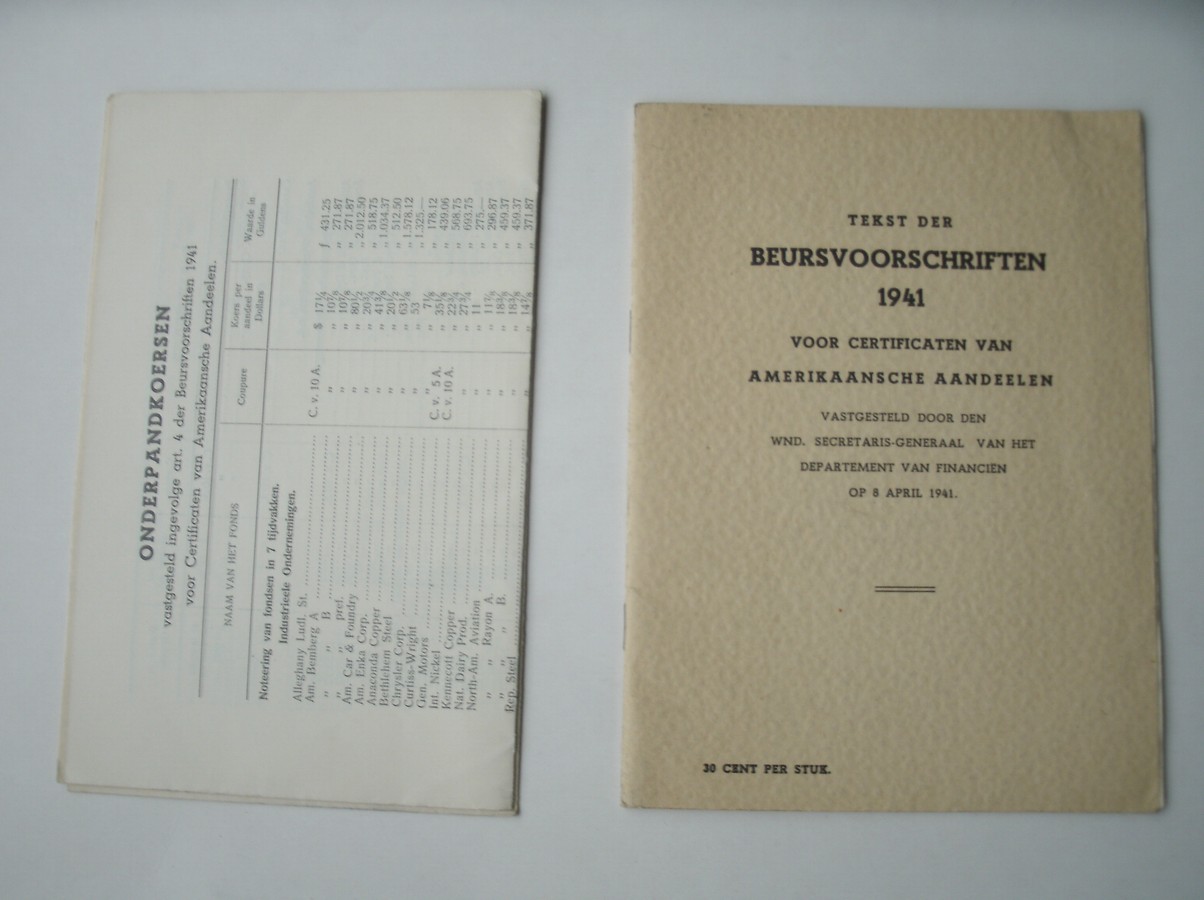 nn. - (Aandelenbeurs) Tekst der beursvoorschriften 1941 voor certificaten van Amerikaansche aandeelen,