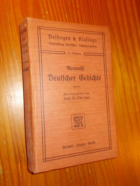 LYON, OTTO (ed.), - Auswahl Deutscher Gedichte.