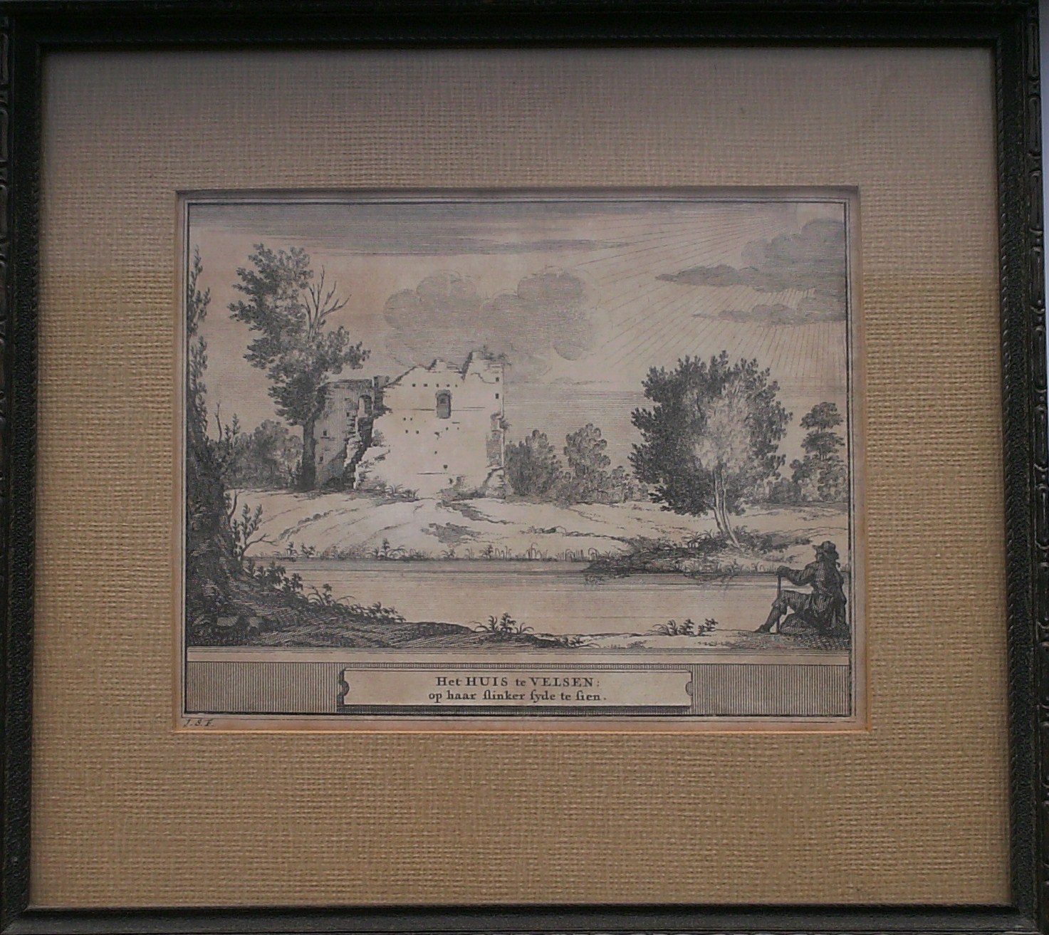 antique print (prent) - (velsen). Het huis te velsen.
