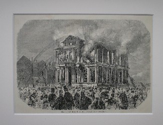 antique print (prent) - Rotterdam. Brand van het museum Boymans.