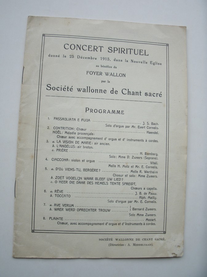 nn. - Concert spirituel donne le 25 decembre 1915, dans la nouvelle eglise au benefice