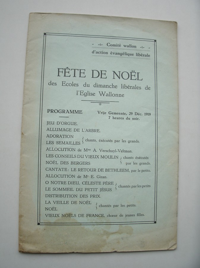 nn. - Fete de Noel des ecoles du dimanche liberales de l`Eglise Wallonne. (Waalse kerk Amsterdam).