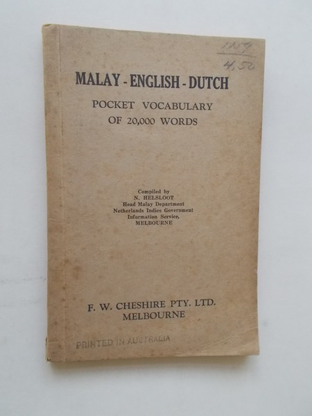HELSLOOT, N. (comp.), - Malay-English-Dutch. Pocket Vocabulary of 20,000 words.