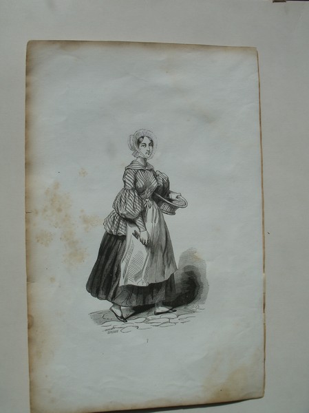 antique print (prent) - De hollandsche werkmeid.
