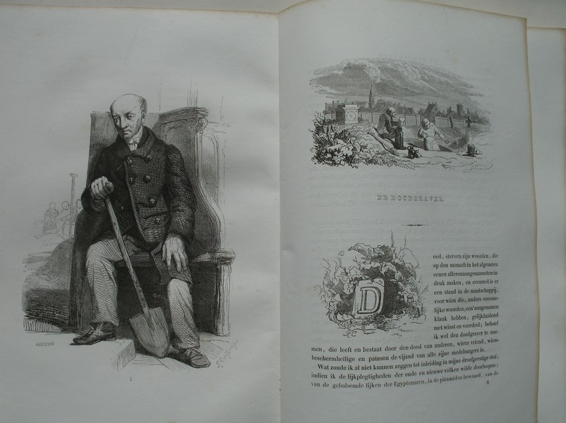 antique print (prent) - De doodgraver.