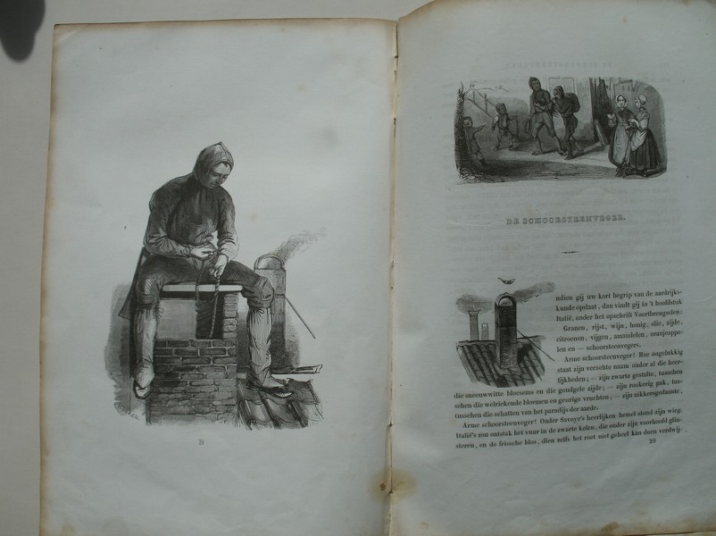 antique print (prent) - De schoorsteenveger. Antique Print.