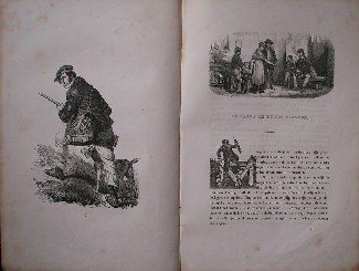 antique print (prent) - De jager en de polsdrager. Antique Print.
