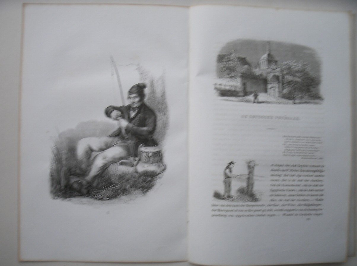 antique print (prent) - (fishing print, leiden). de Leydsche peueraar.