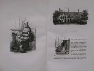 antique print (prent) - De hofjesjuffrouw. Antique print.