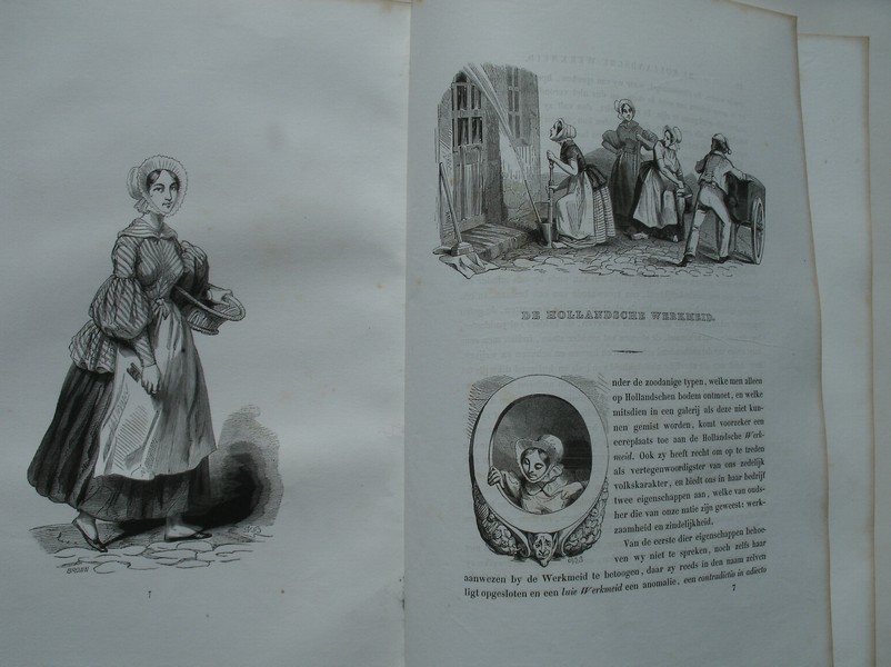 antique print (prent) - De hollandsche werkmeid. Antique print.
