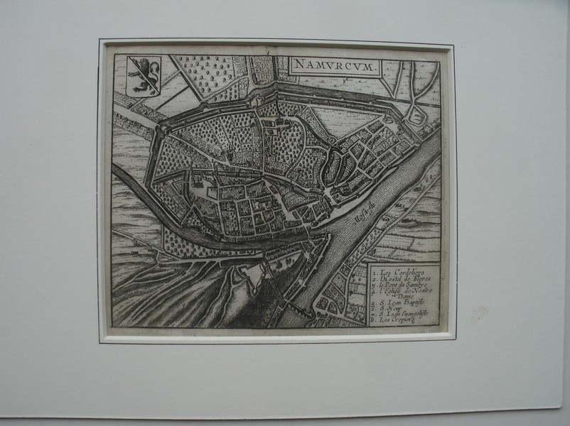 antique map (kaart). - Namurcum. Antique map of Namur (Namen).