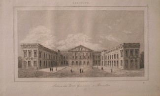 antique print (prent) - Palais de Etats Generaux a Bruxelles. (Brussel).