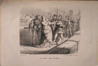 antique print (prent) - De engel van Augsburg.