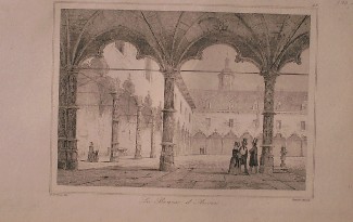 antique print (prent) - La bourse d`Anvers. (De beurs van Antwerpen).