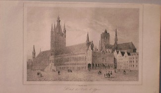 antique print (prent) - Hotel de Ville d`Ypres. (Ieper)