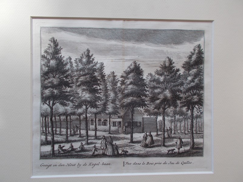 antique print (prent) - (Alkmaar, Alkmaarder Hout) Gesigt in den Hout bij de Kegelbaan.