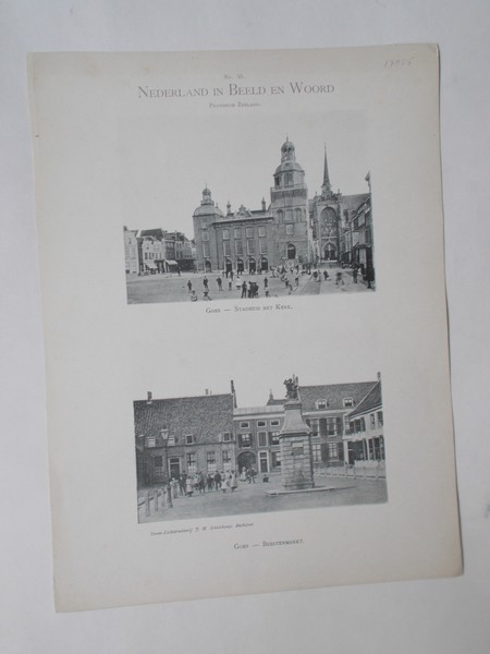 antique print (prent) - Goes. Stadhuis met kerk. Beestenmarkt.