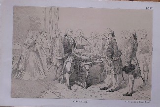 antique print (prent) - (Willem de vijfde) Willem V geeft een eeredegen aan Zoutman.
