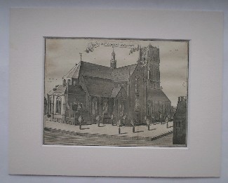antique print (prent) - L`eglise de St. Laurent a Rotterdam. (St.Laurenskerk, Rotterdam)