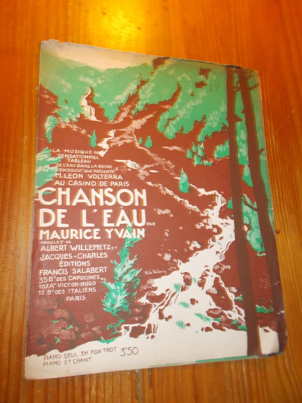 YVAIN, MAURICE, - Chanson de l`eau. Sheetmusic.