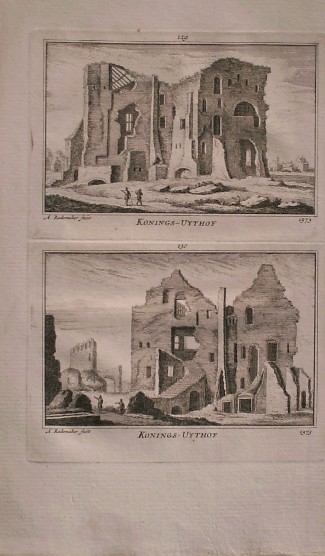 antique print (prent) - Konings-uythof. Delft.