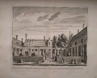 antique print (prent) - Alkmaar. Gesigt van het St. Elisabeth Gasthuis voor mannen. Vue de l`Hopital Ste. Elisabeth pour les hommes.