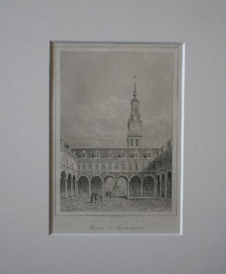antique print (prent) - (Effectenbeurs). La bourse d`Amsterdam (de beurs van Amsterdam).