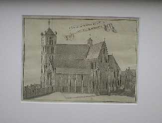 antique print (prent) - (Pieterskerk Middelburg) Eglise cathedrale de st.Pierre a Middelbourg.