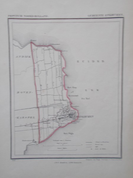 antique map (kaart). - Enkhuizen. (Gemeentekaartje, Kuyperkaartje). Antique map.