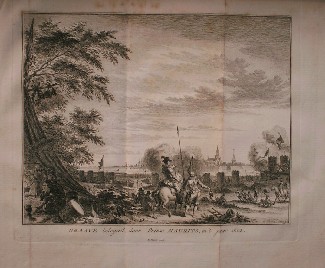 antique print (prent) - (Grave). Graave belegerd door Prins Maurits in `t jaar 1602.
