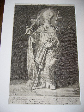 Antique Print (prent). - S. Bonifacius. (Bonifatius).
