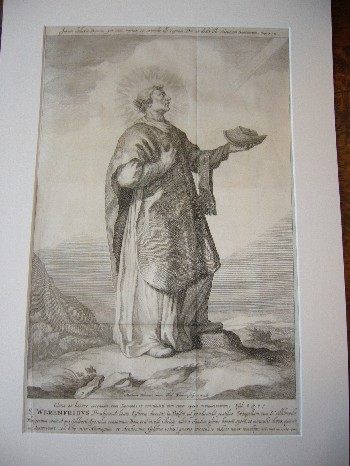 antique print (prent) - S. Werenfridus. Antique engraving.