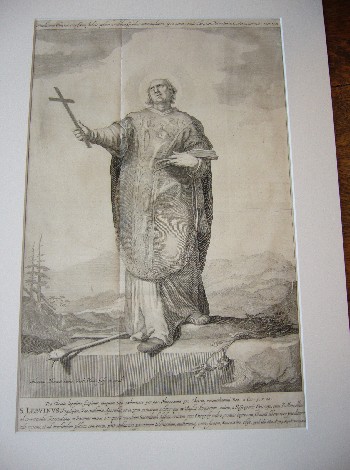 antique print (prent) - S. Lebuinus. Antique engraving.