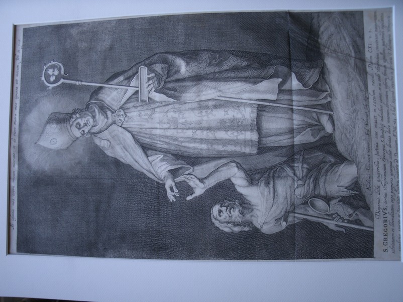 antique print (prent) - S. Gregorius. (Gregory). Antique engraving.