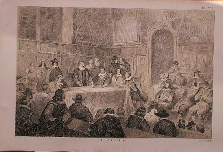 antique print (prent) - Groote vergadering.