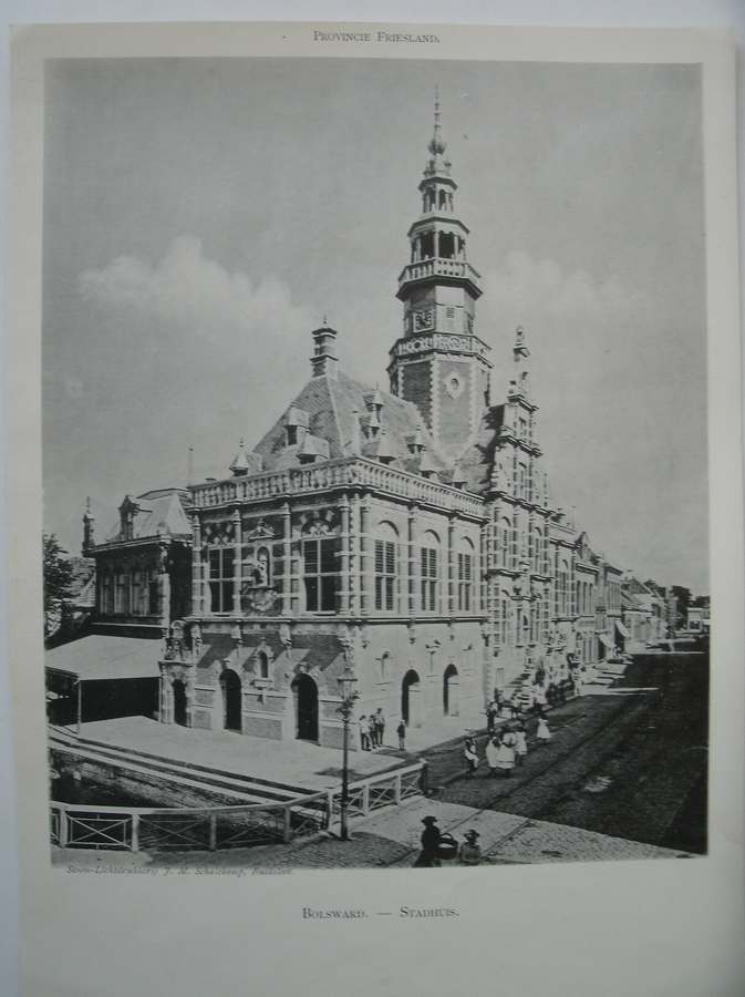 antique print (prent) - Bolsward. Stadhuis.
