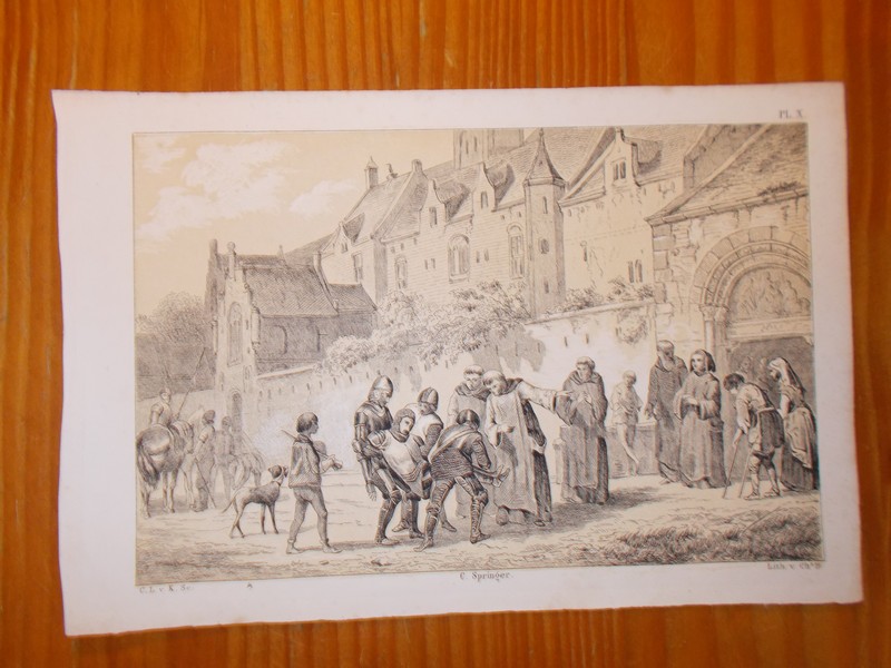 antique print (prent) - De abdij van Egmond.