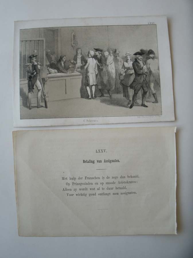 antique print (prent) - Betaling van assignaten.