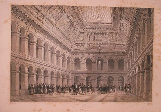 antique print (prent) - The bourse. Paris.