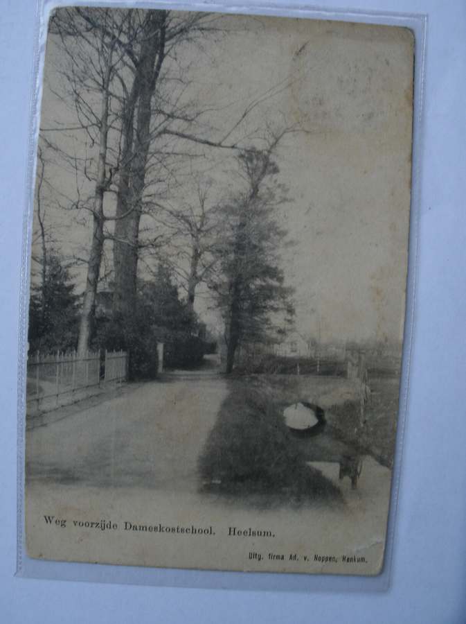 postcard. ansichtkaart. postkarte. - Weg voorzijde dameskostschool. Heelsum.