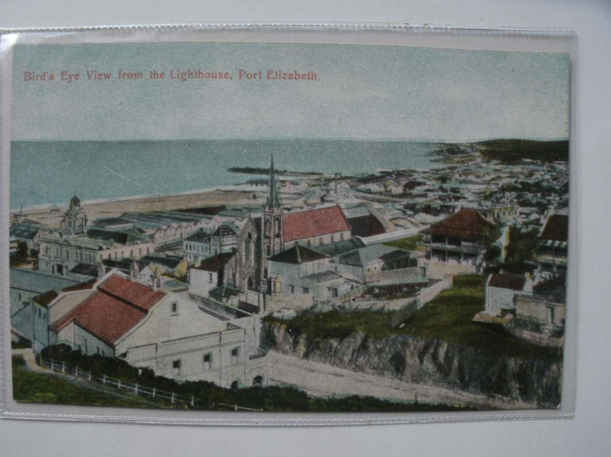 postcard. ansichtkaart. postkarte. - Bird`s eye view from the lighthouse, Port Elisabeth.