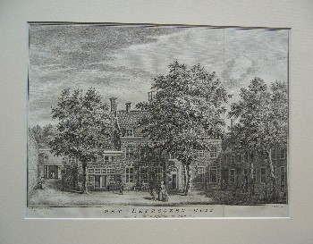 antique print (prent) - Het leproozen-huis van de binnnenplaats te zien. (Amsterdam).