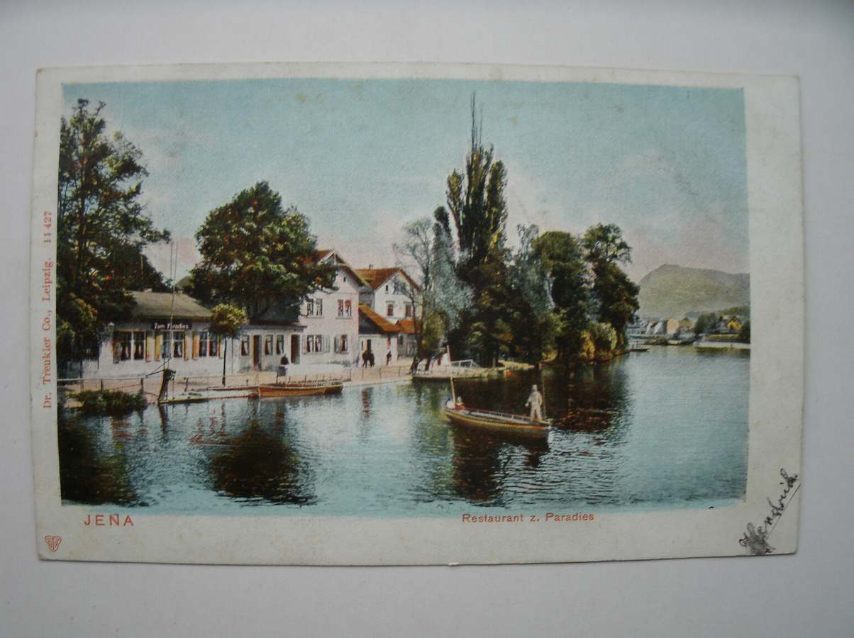 postcard. ansichtkaart. postkarte. - Jena. Restaurant z. Paradies.