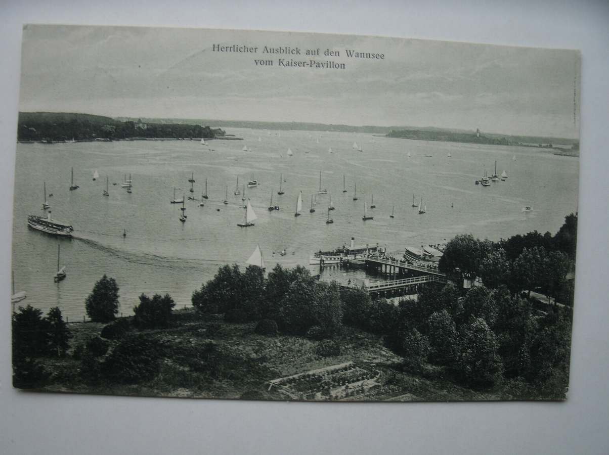 postcard. ansichtkaart. postkarte. - (Berlin). Herlicher Ausblick auf den Wannsee vom Kaiser-Pavillon.