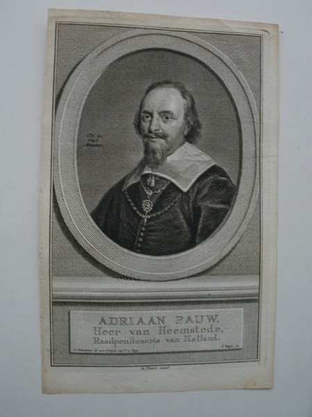 antique print (prent) - (Heemstede) Adriaan Pauw Heer van Heemstede. Raadpensionaris van Holland.