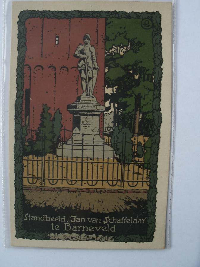 postcard. ansichtkaart. postkarte. - Barneveld. Standbeeld Jan van Schaffelaar.