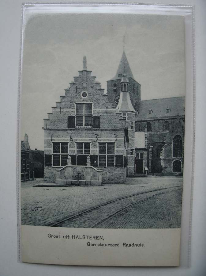 postcard. ansichtkaart. postkarte. - Groet uit Halsteren. Gerestaureerd raadhuis.