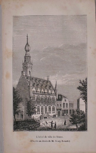 antique print (prent) - L`hotel de ville de Veere.