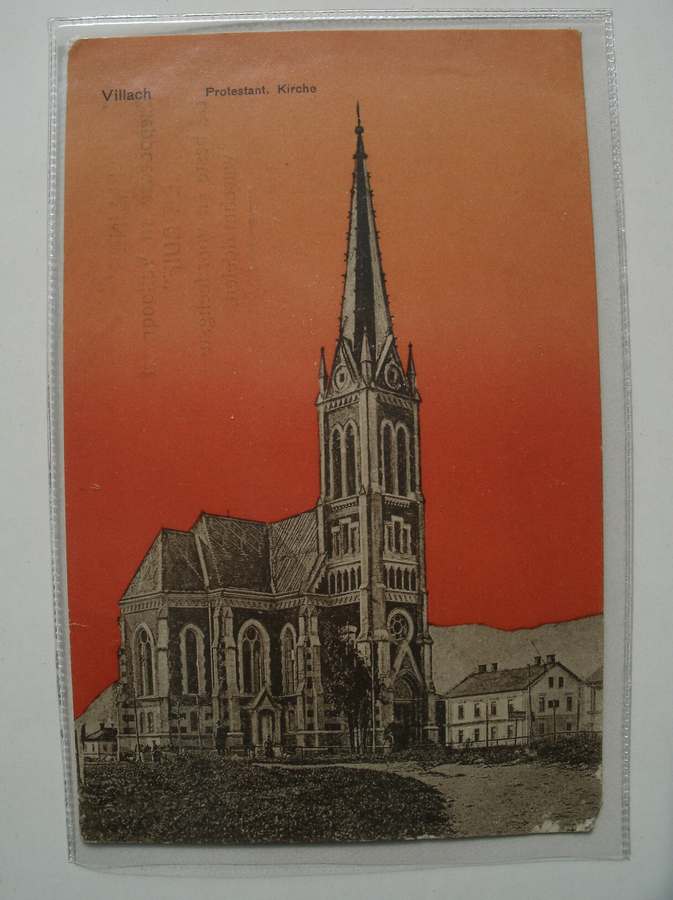 postcard. carte postale. postkarte. - Villach. Protestant. Kirche.